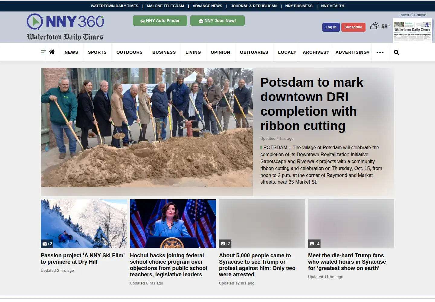 Screenshot of watertowndailytimes.com
