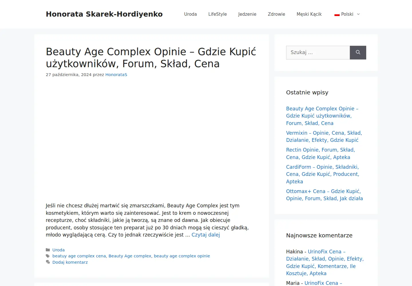 Screenshot of honorata-skarbek.com