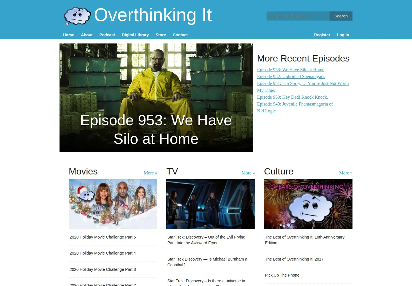 Screenshot of overthinkingit.com