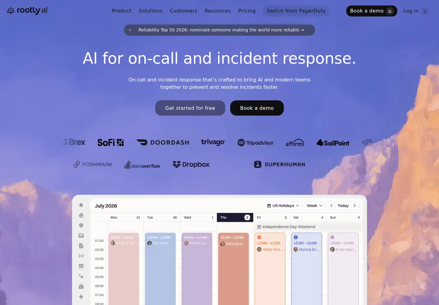Screenshot of rootly.com