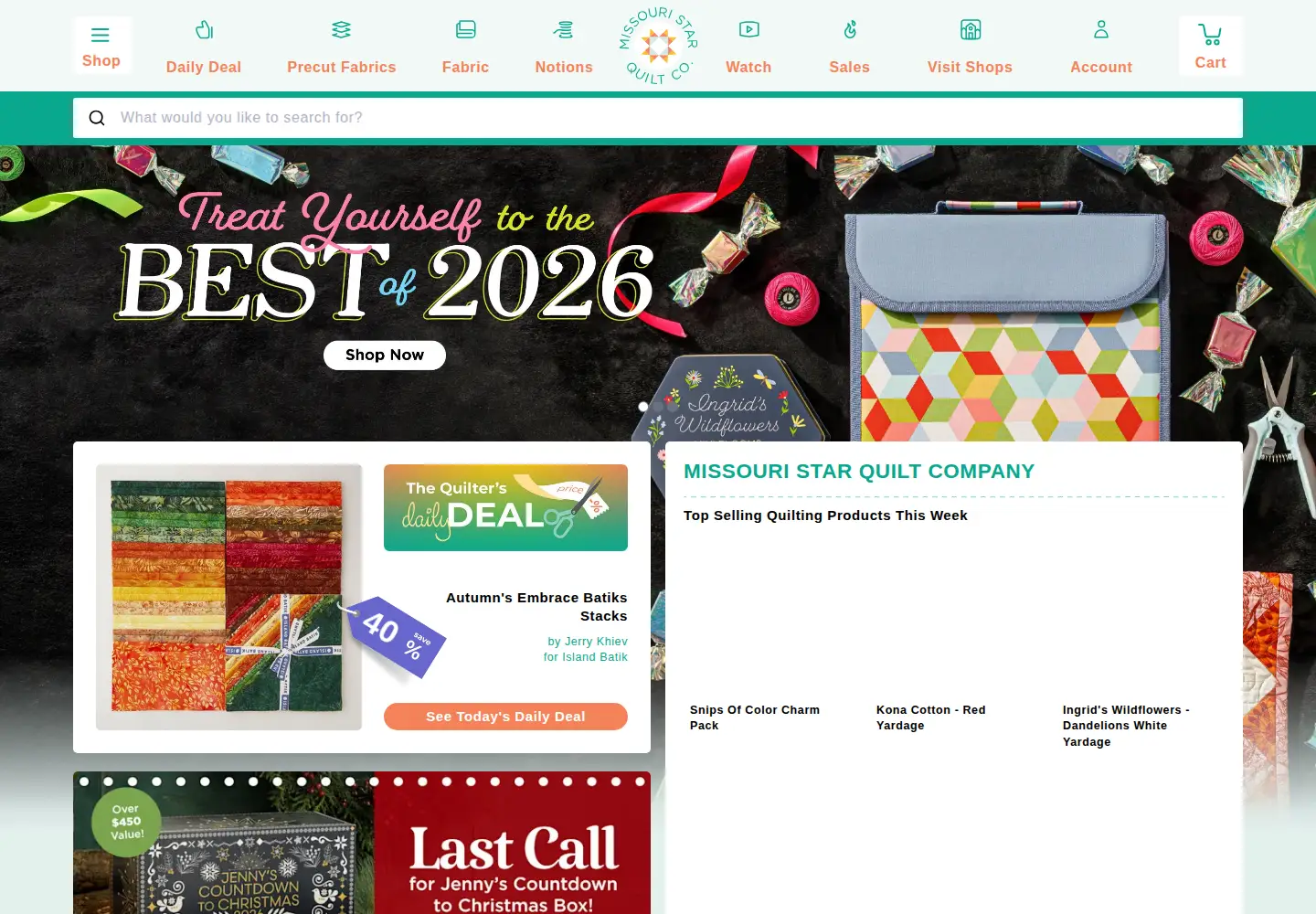 Captured homepage of missouriquiltco.com in the current scan