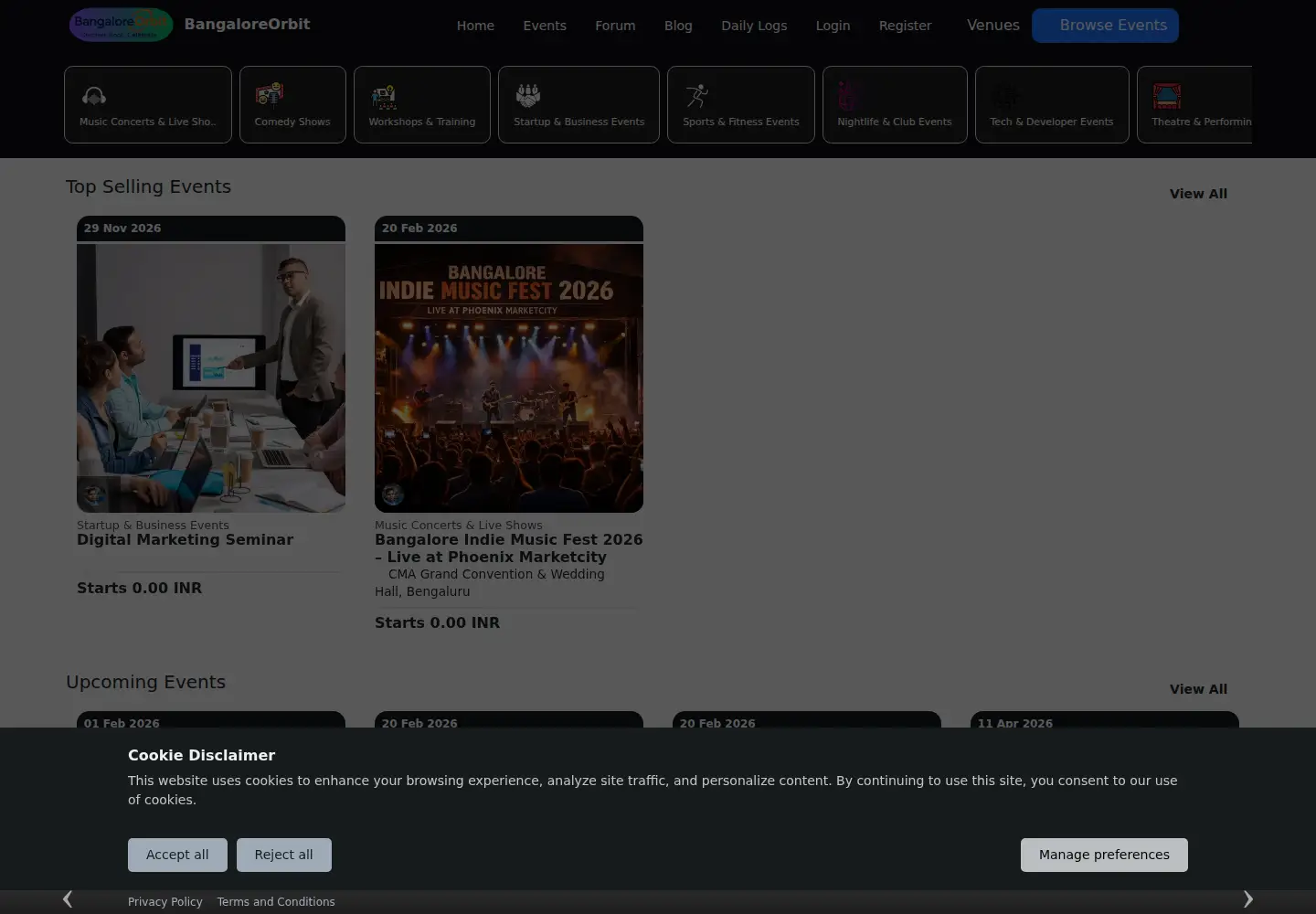 Captured homepage of bangaloreorbit.com in the current scan