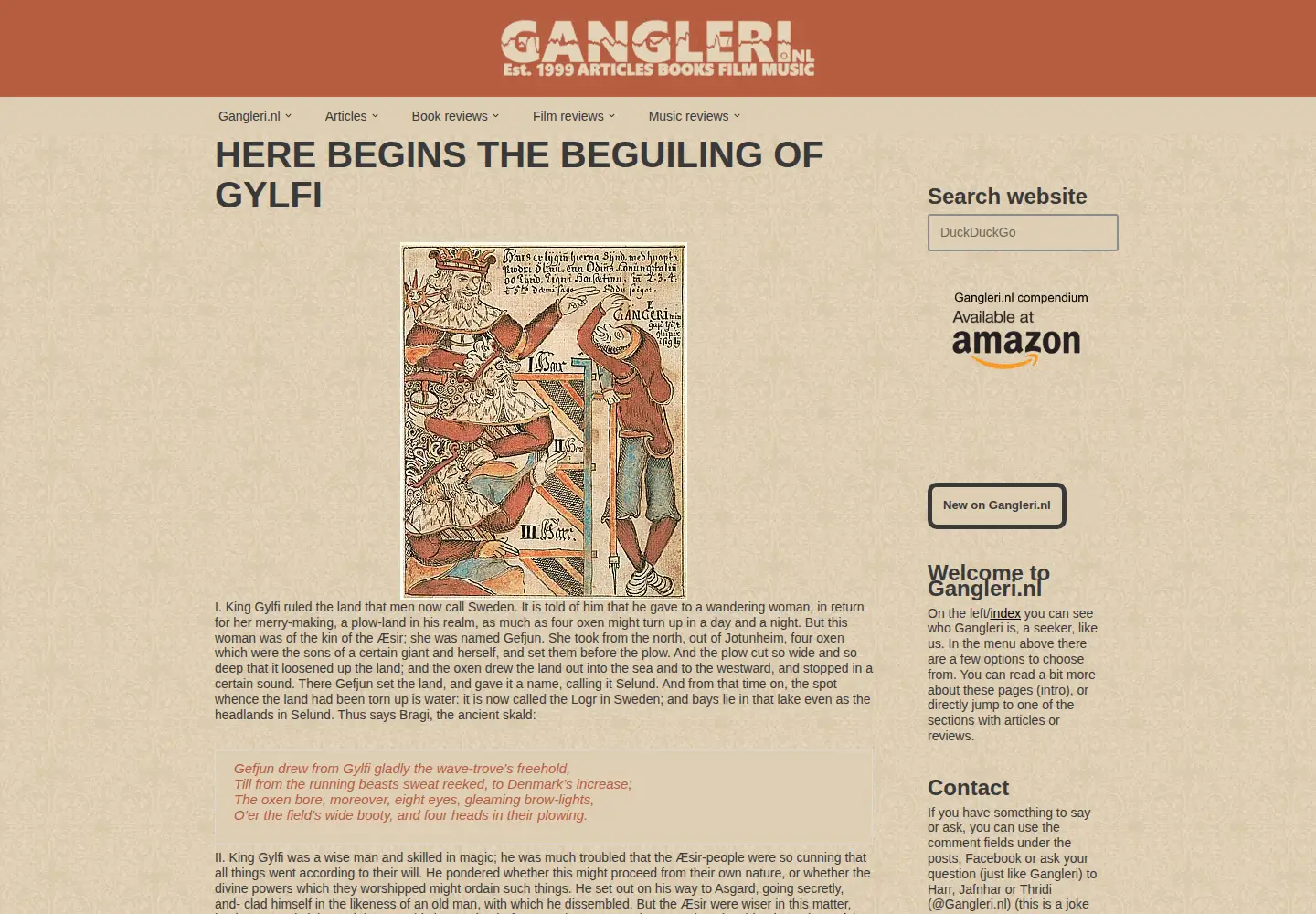 Captured homepage of gangleri.nl in the current scan