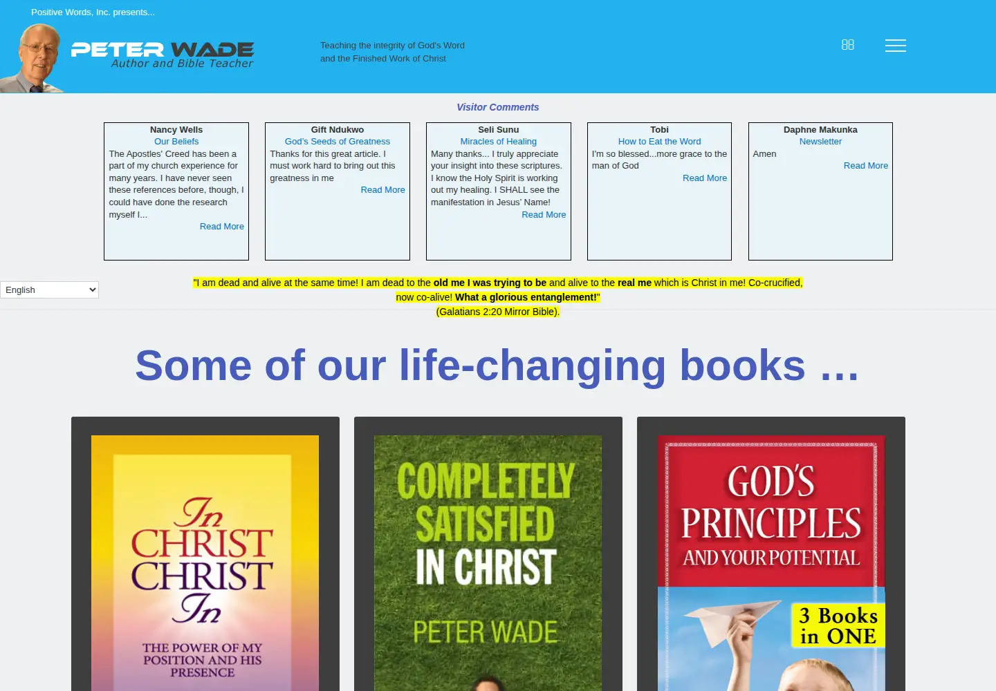 Screenshot of peterwade.com