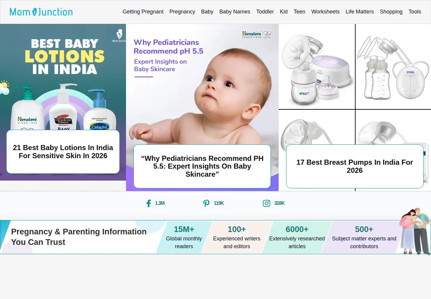 Captured homepage of momjunction.com in the current scan