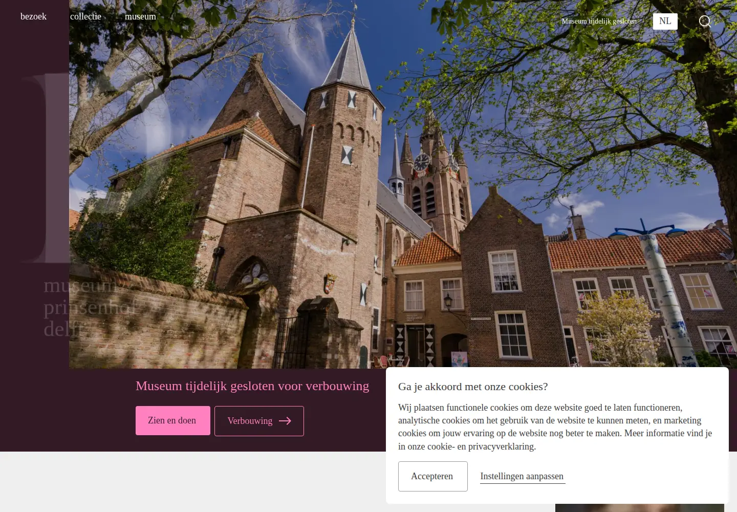 Screenshot of prinsenhof-delft.nl