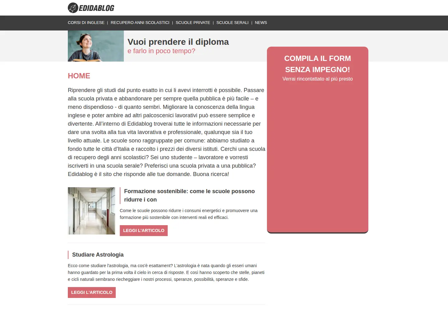 Captured homepage of edidablog.it in the current scan