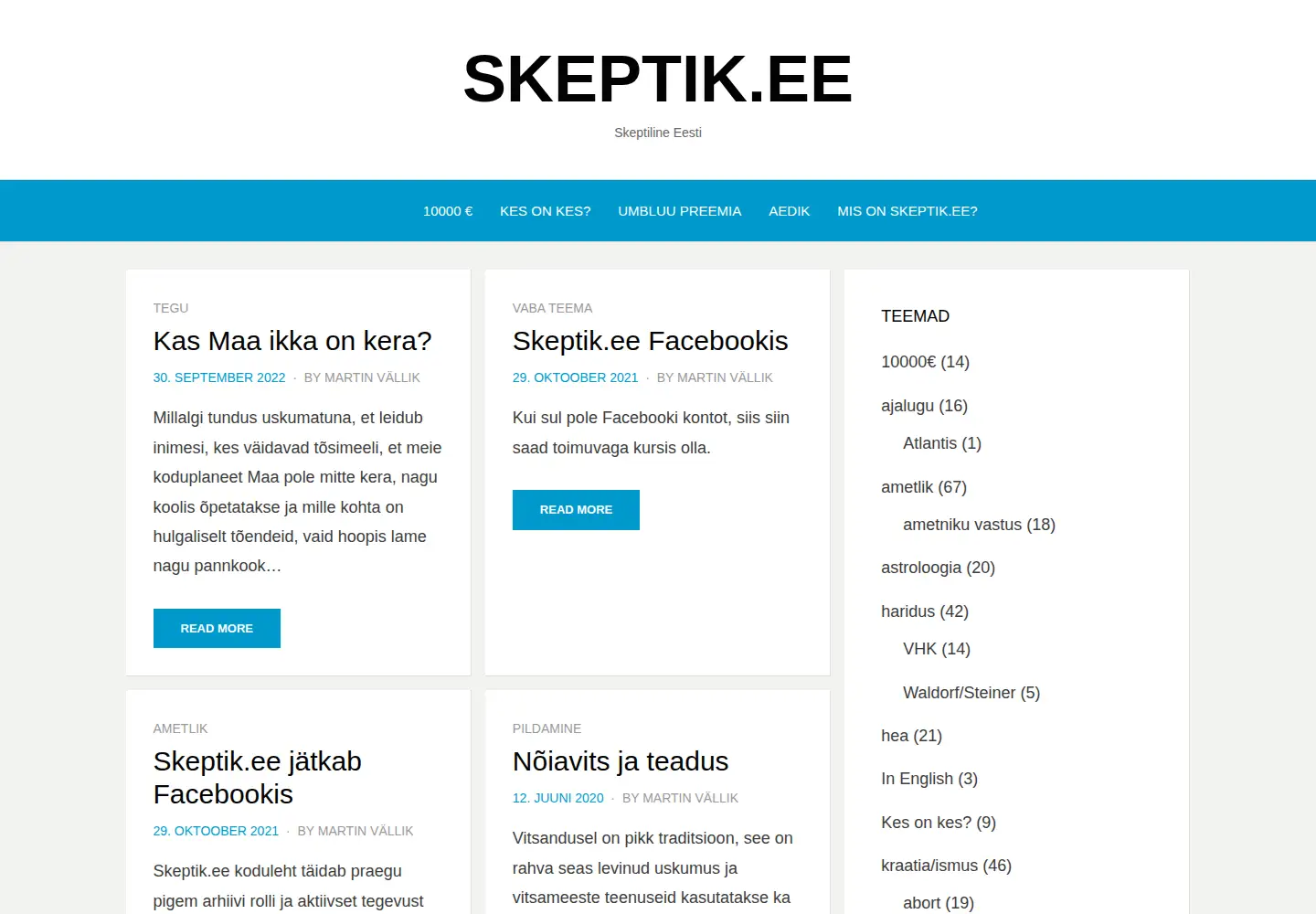 Captured homepage of skeptik.ee in the current scan