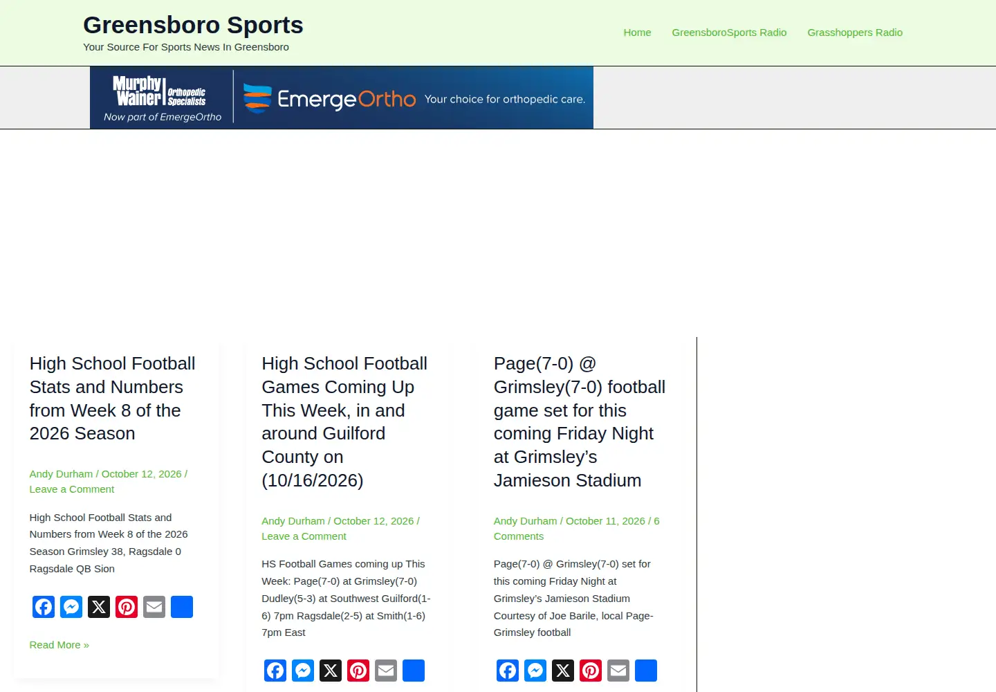 Screenshot of greensborosports.com