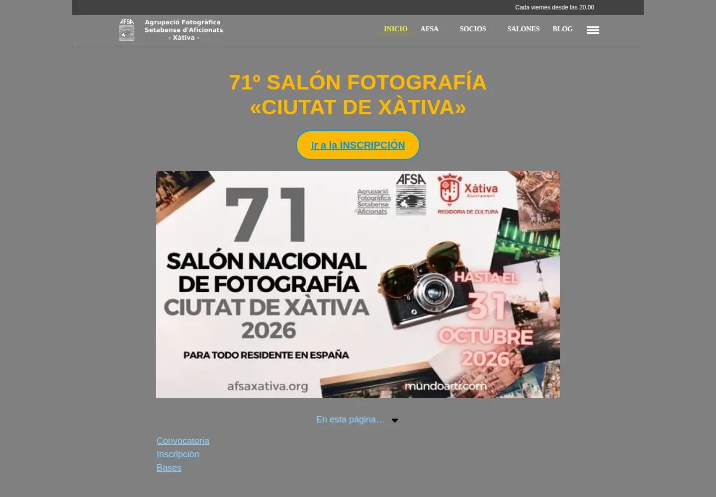 Captured homepage of afsaxativa.org in the current scan