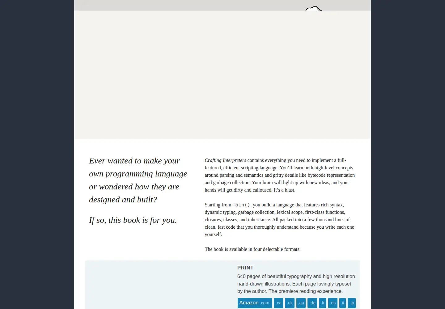 Screenshot of craftinginterpreters.com