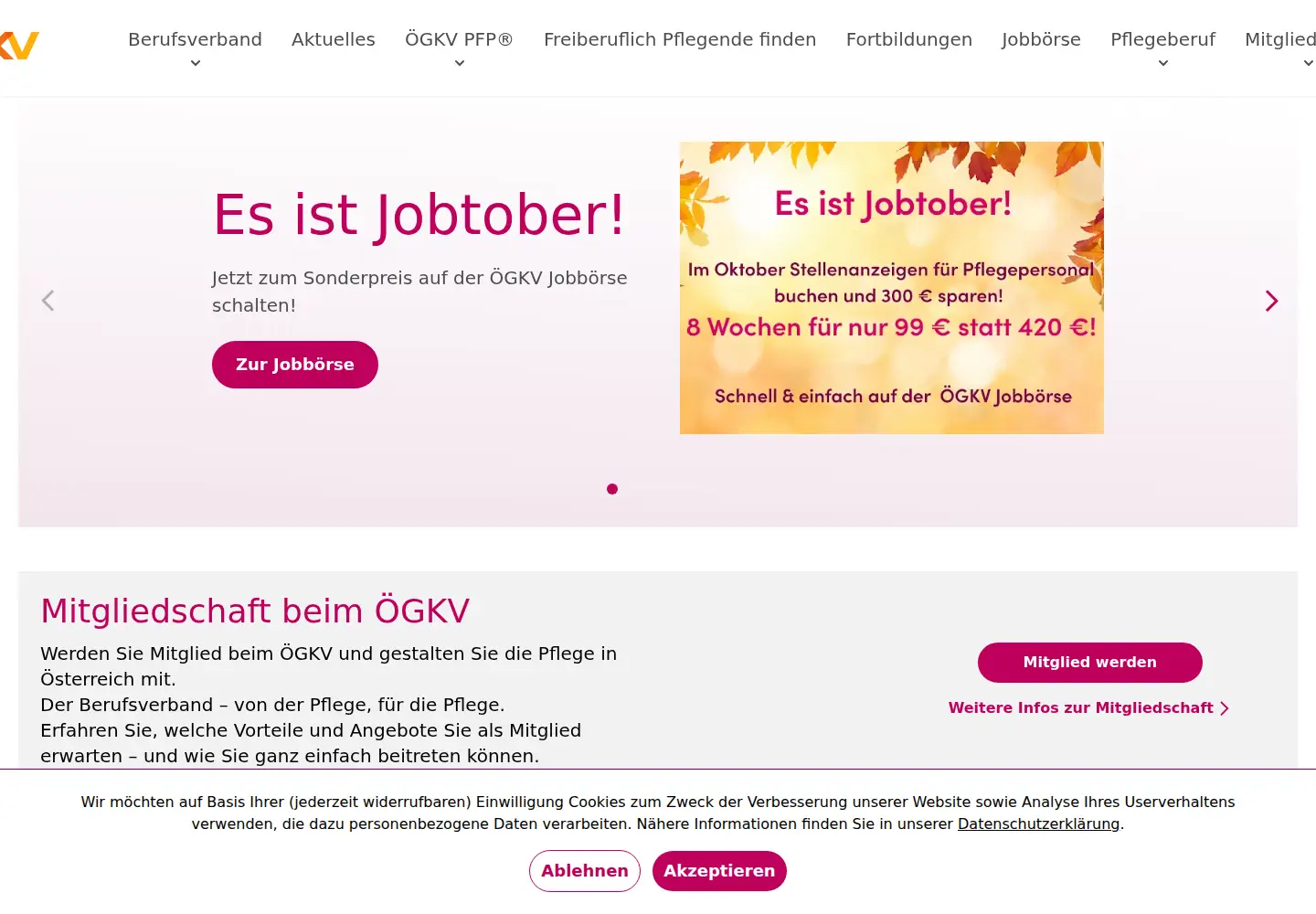 Captured homepage of oegkv.at in the current scan