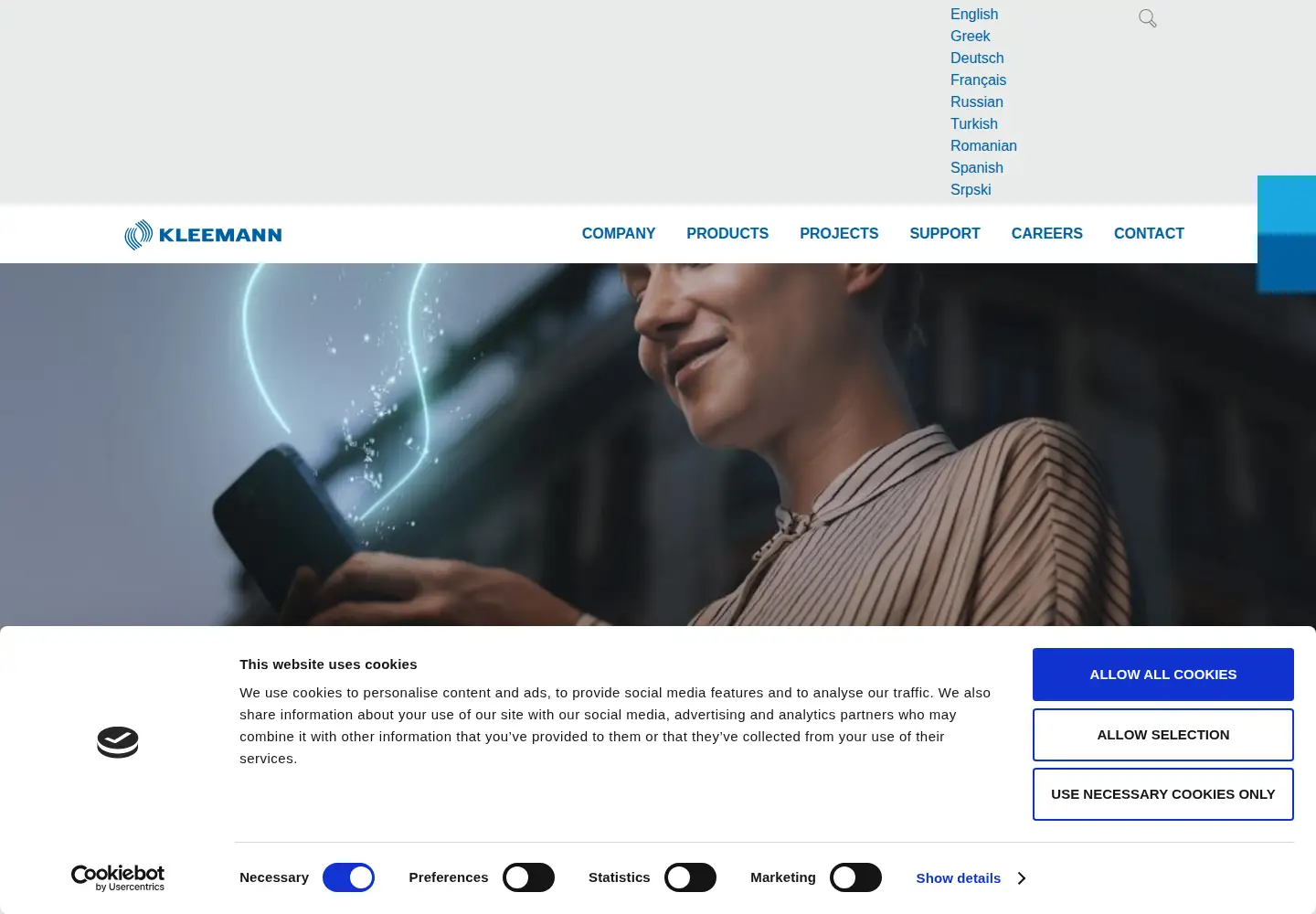Captured homepage of kleemannlifts.com in the current scan