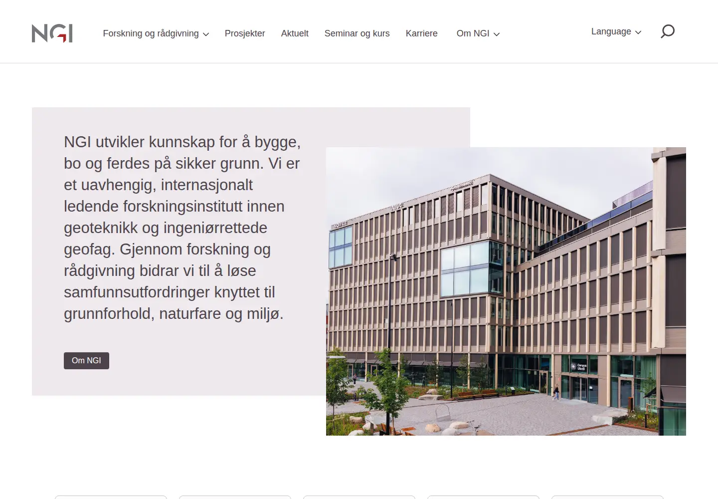 Captured homepage of ngi.no in the current scan