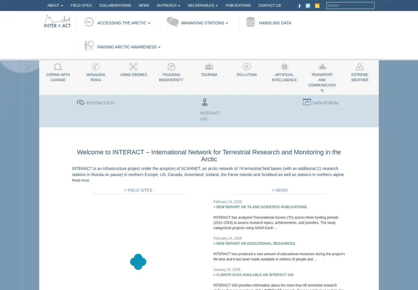 Captured homepage of eu-interact.org in the current scan
