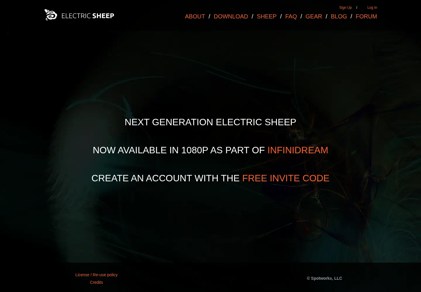 Screenshot of electricsheep.org
