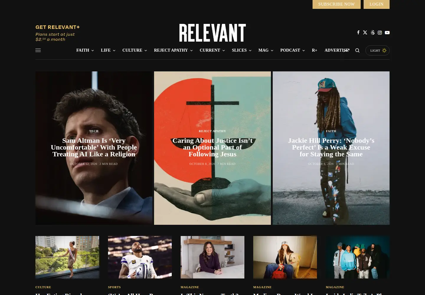 Captured homepage of relevantmagazine.com in the current scan