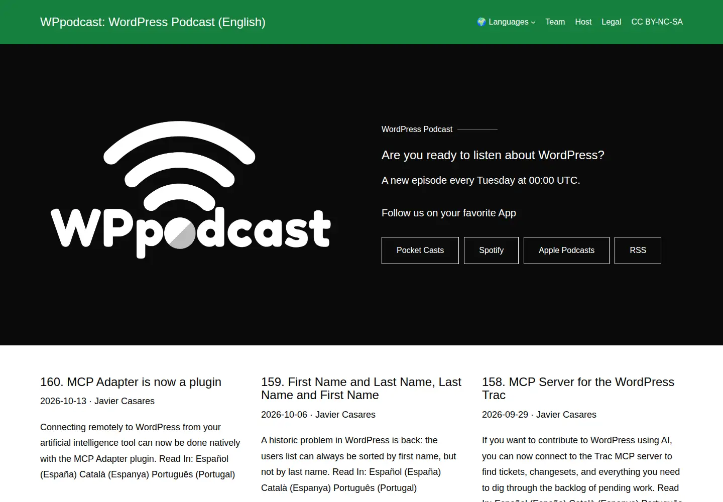 Screenshot of wppodcast.org