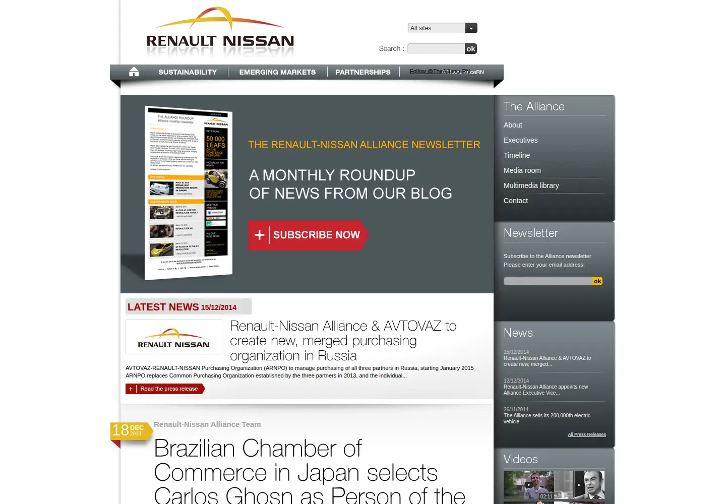 Captured homepage of alliance-renault-nissan.com in the current scan