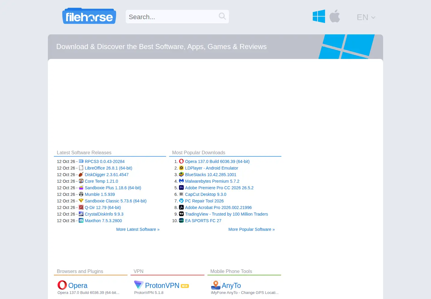 Screenshot of filehorse.com