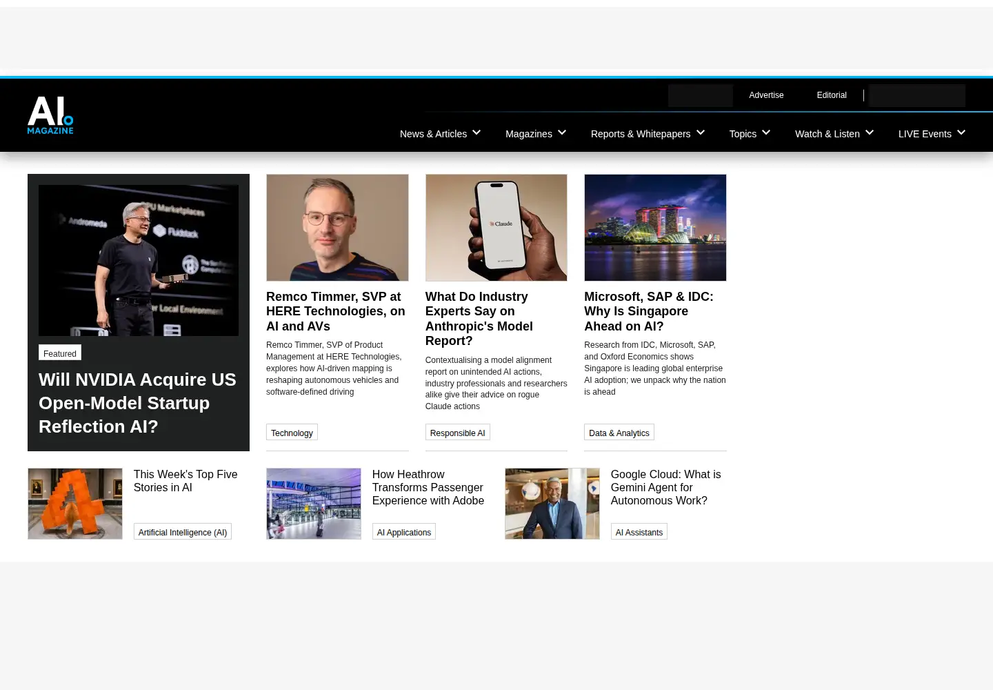 Screenshot of aimagazine.com