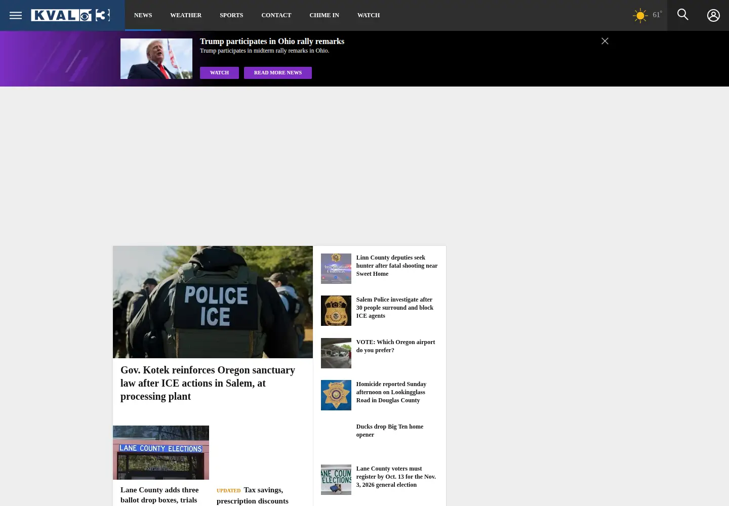 Screenshot of kval.com