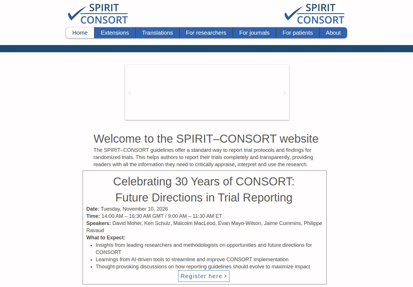 Screenshot of consort-statement.org