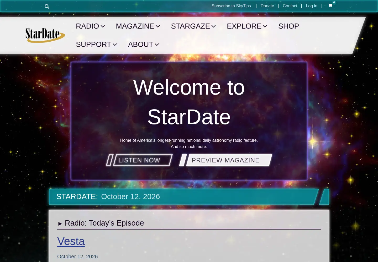 Screenshot of stardate.org