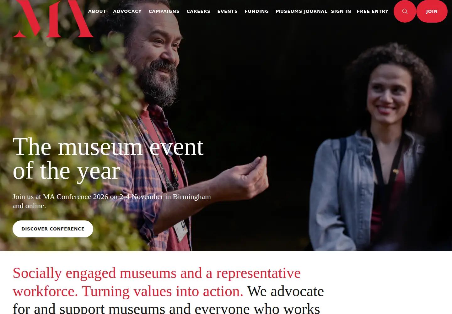 Captured homepage of museumsassociation.org in the current scan