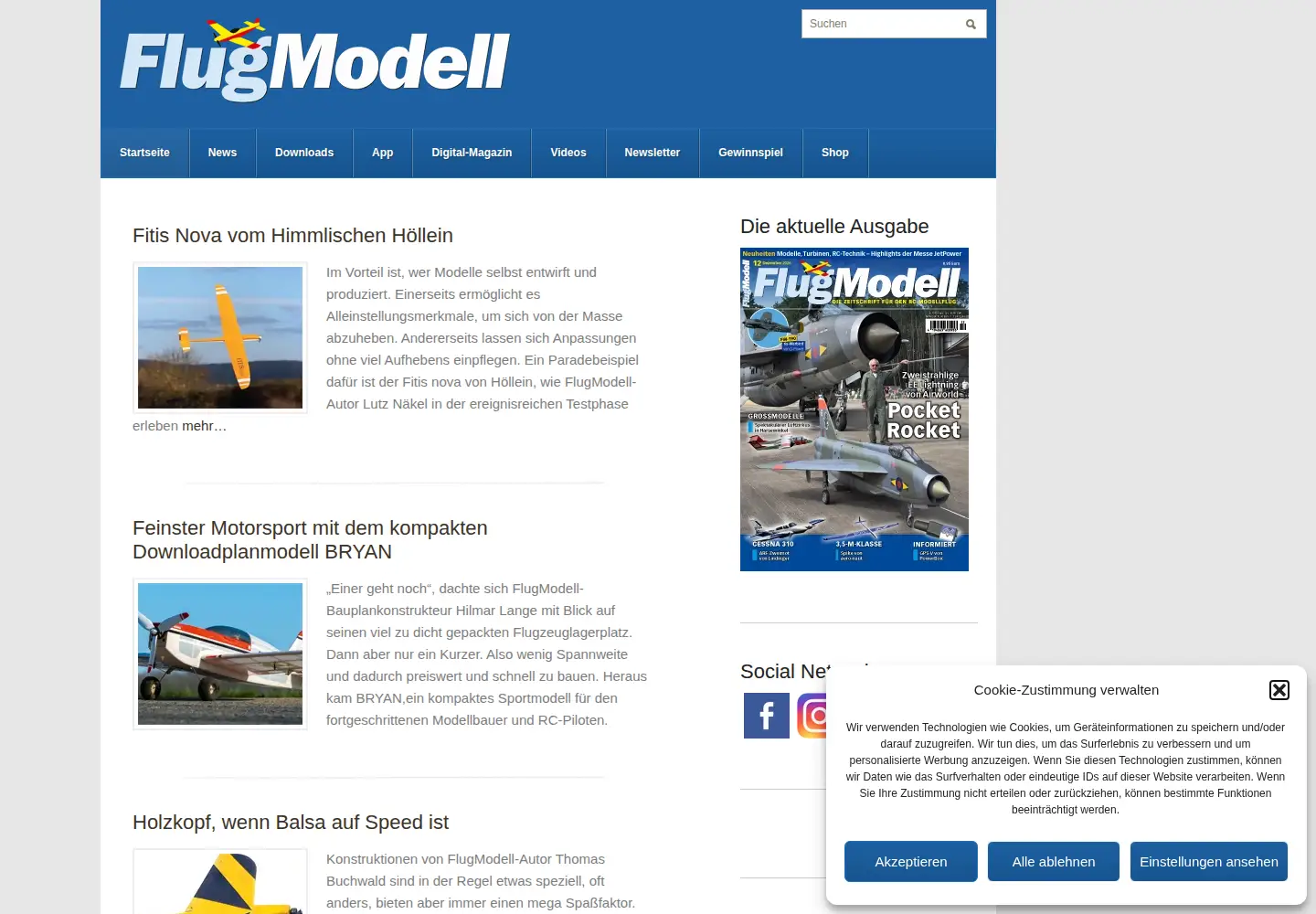 Captured homepage of flugmodell-magazin.de in the current scan