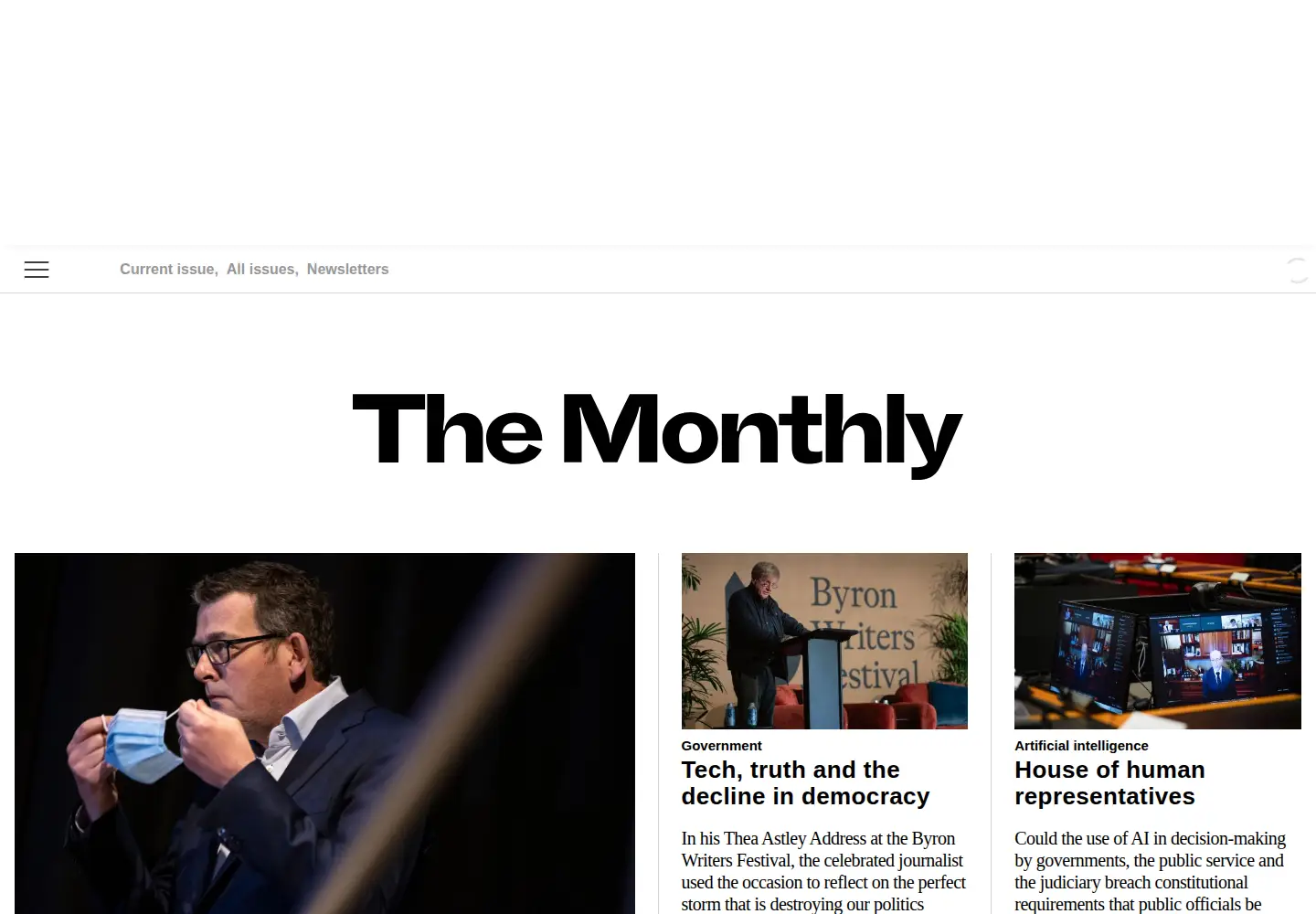 Captured homepage of themonthly.com.au in the current scan