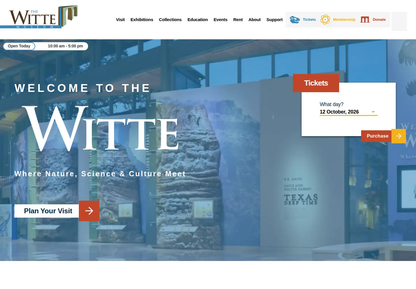 Screenshot of wittemuseum.org