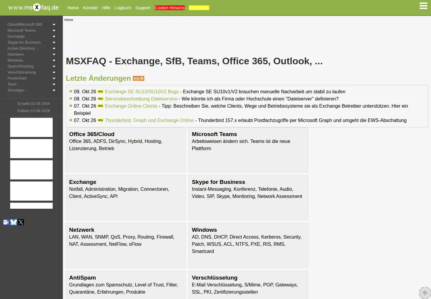 Captured homepage of msxfaq.de in the current scan