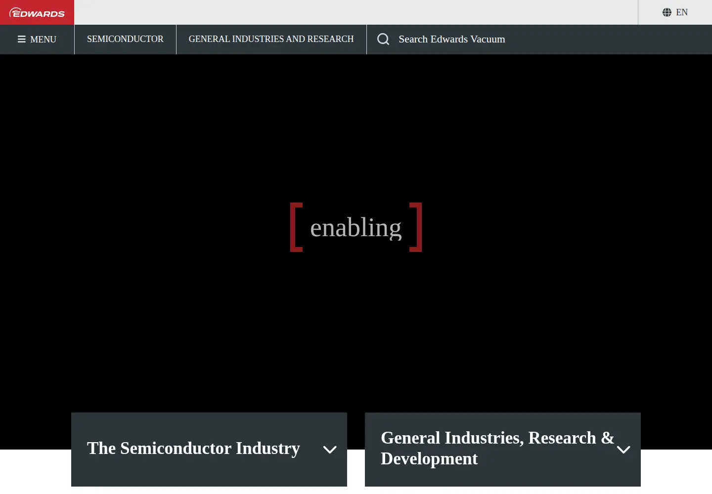 Captured homepage of edwardsvacuum.com in the current scan
