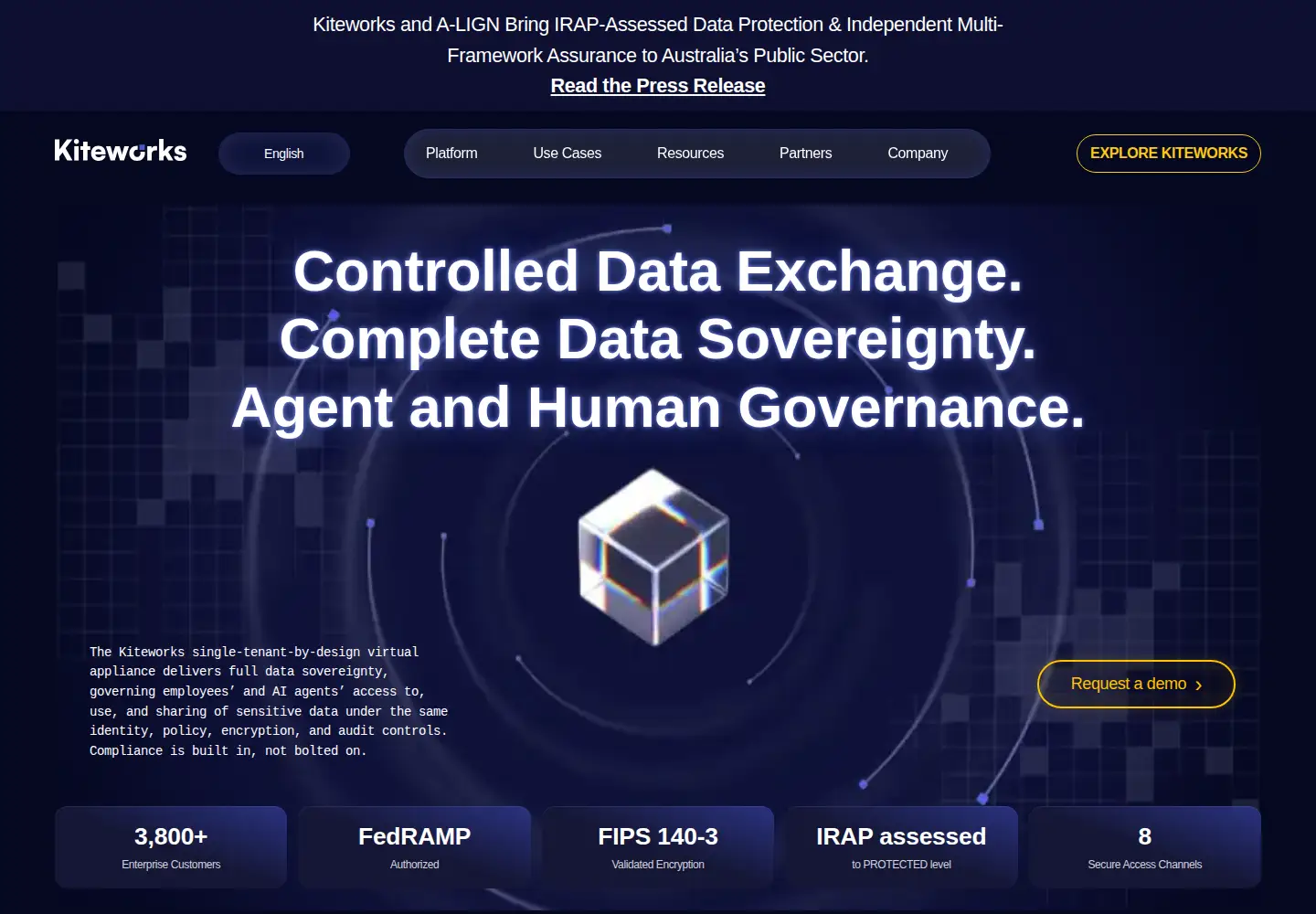 Captured homepage of kiteworks.com in the current scan