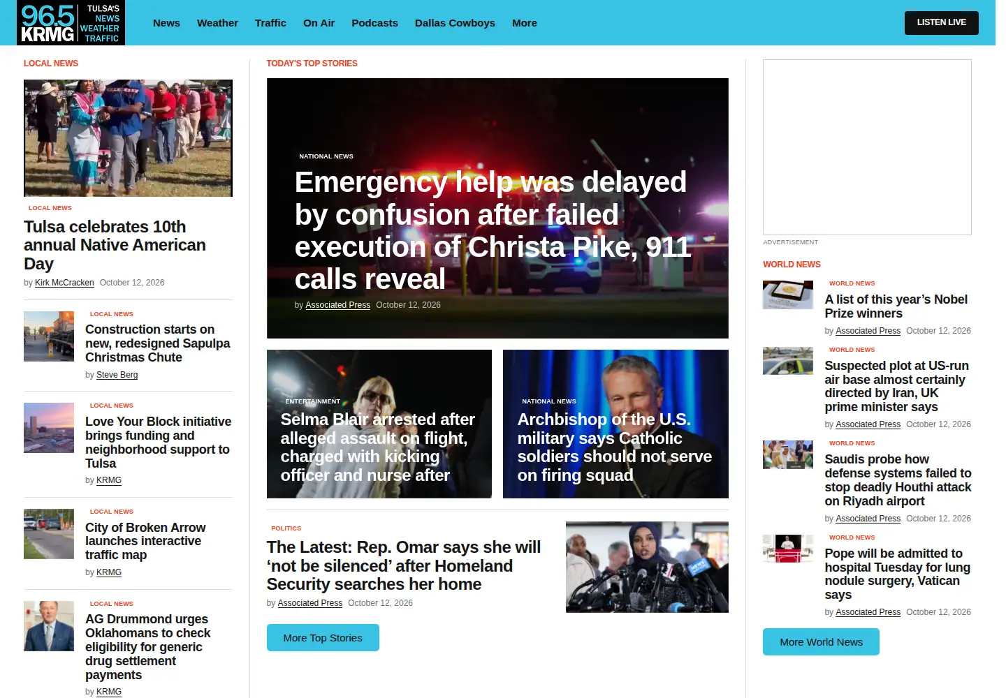 Captured homepage of krmg.com in the current scan