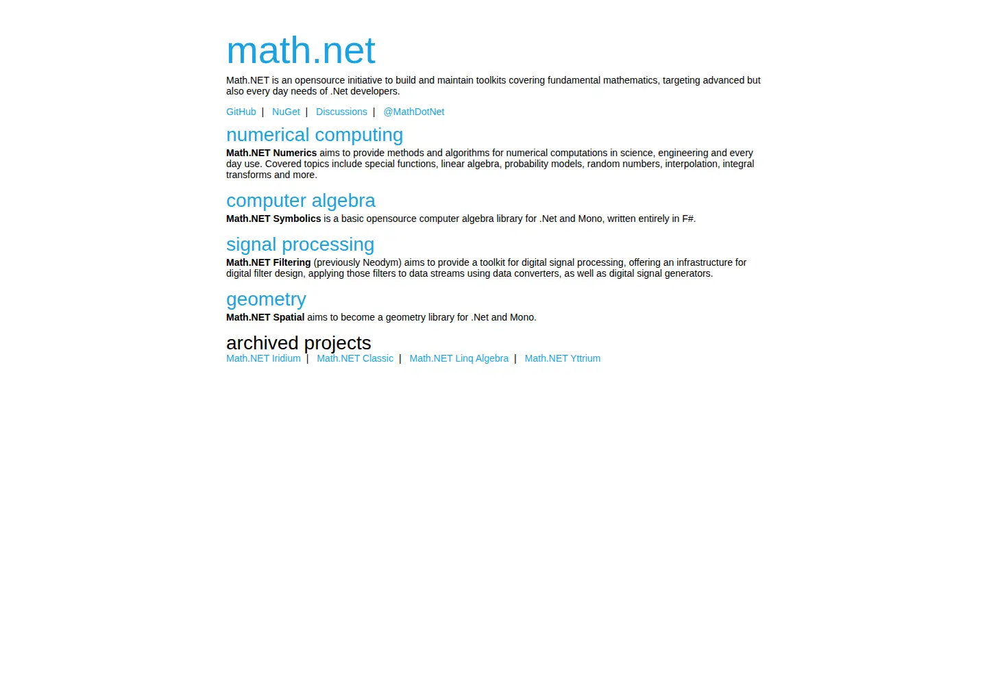 Captured homepage of mathdotnet.com in the current scan