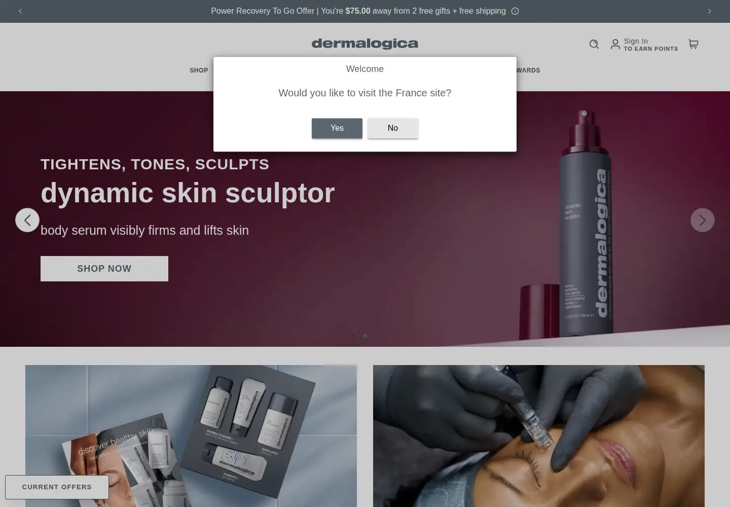 Captured homepage of dermalogica.com in the current scan