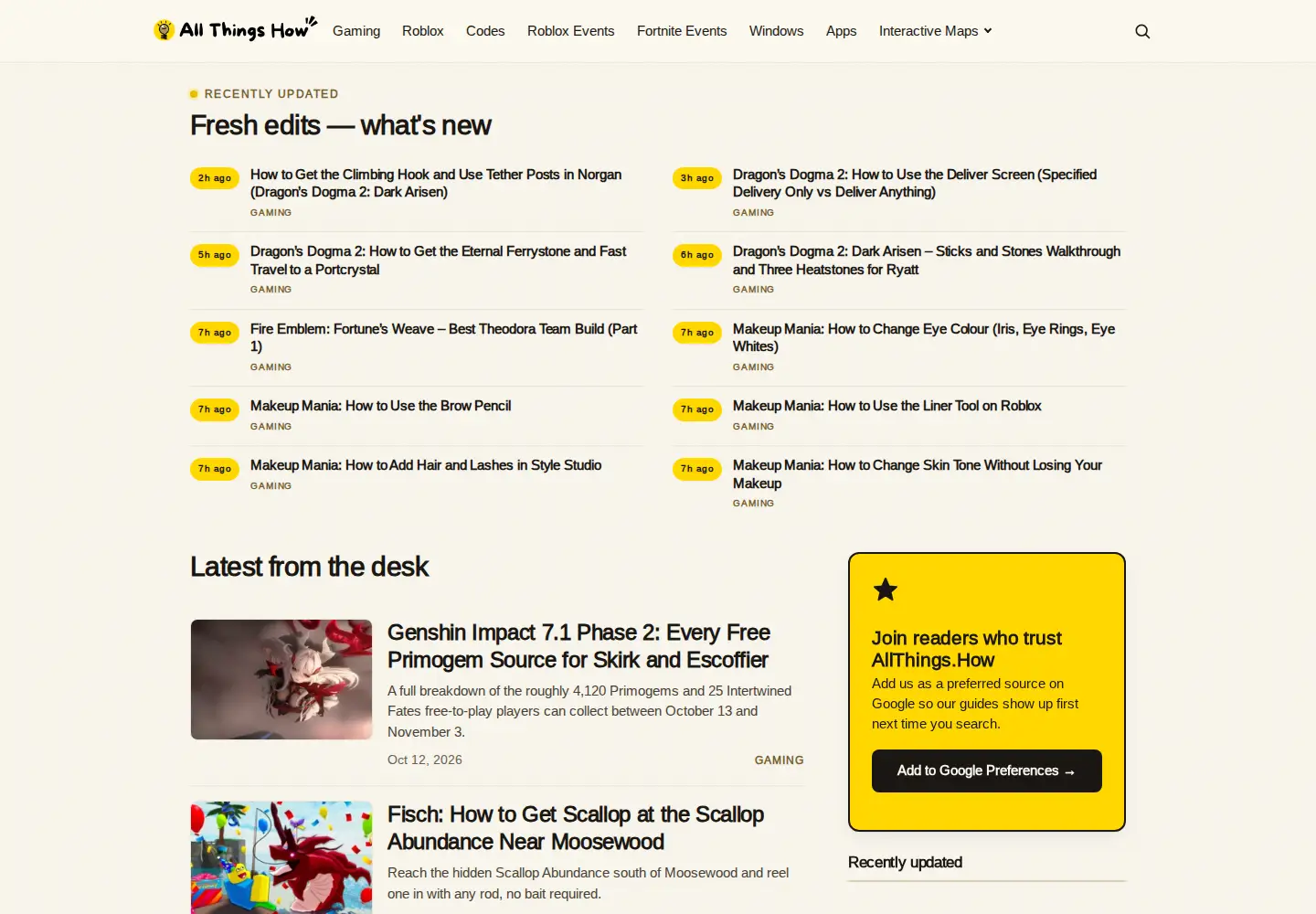 Captured homepage of allthings.how in the current scan