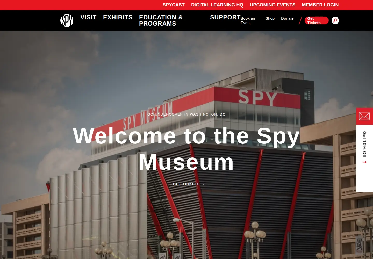 Captured homepage of spymuseum.org in the current scan