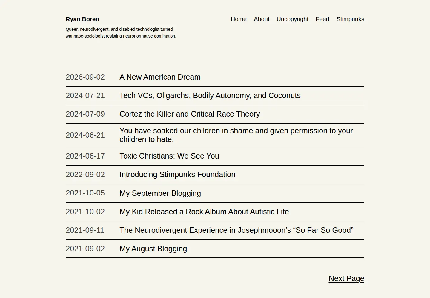 Screenshot of boren.blog