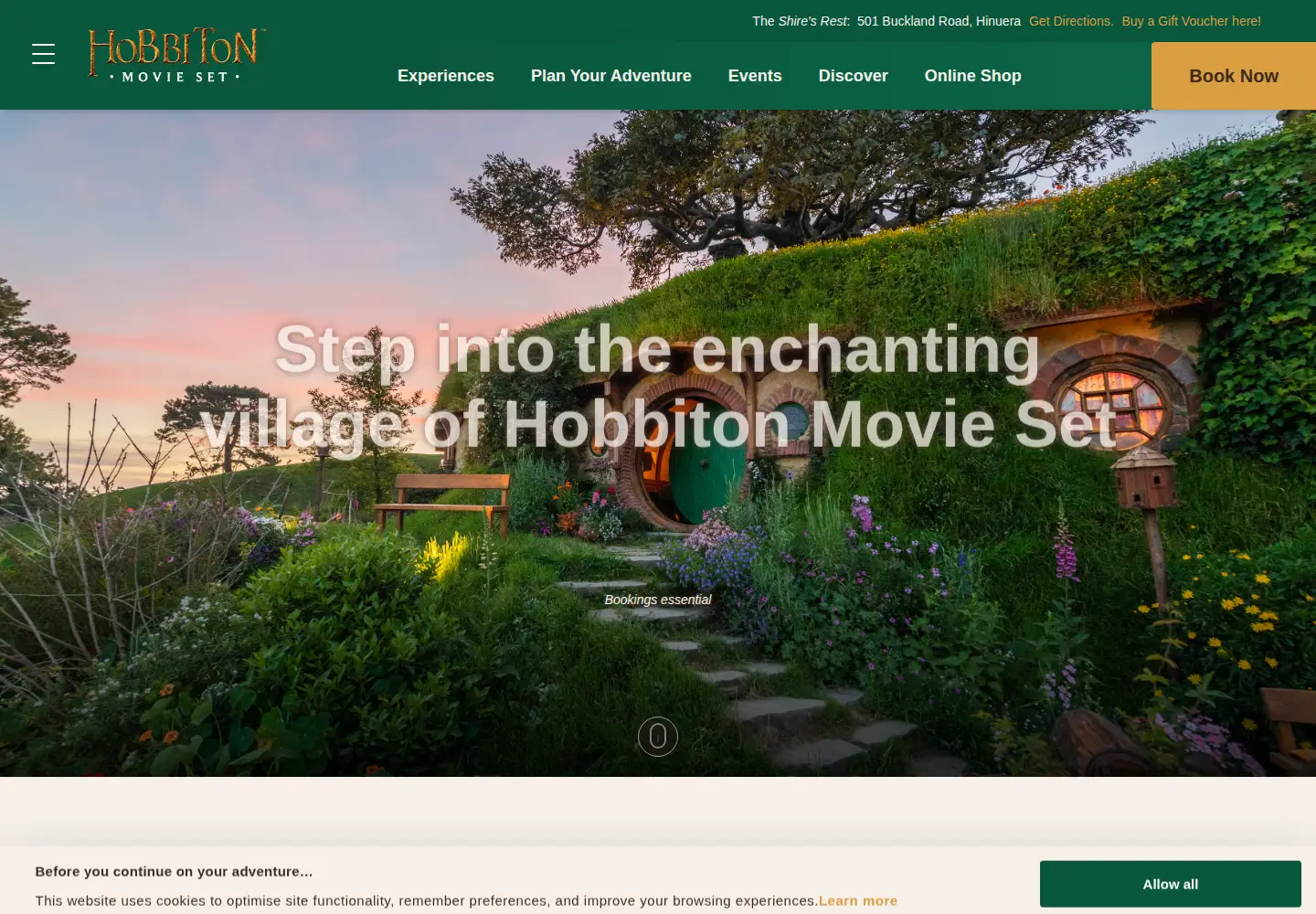 Screenshot of hobbitontours.com