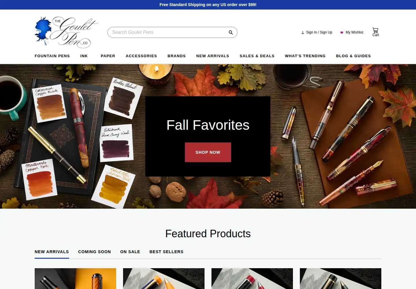 Captured homepage of gouletpens.com in the current scan