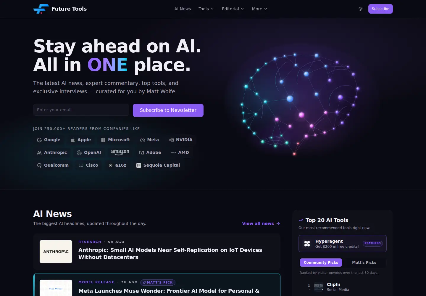 Screenshot of futuretools.io