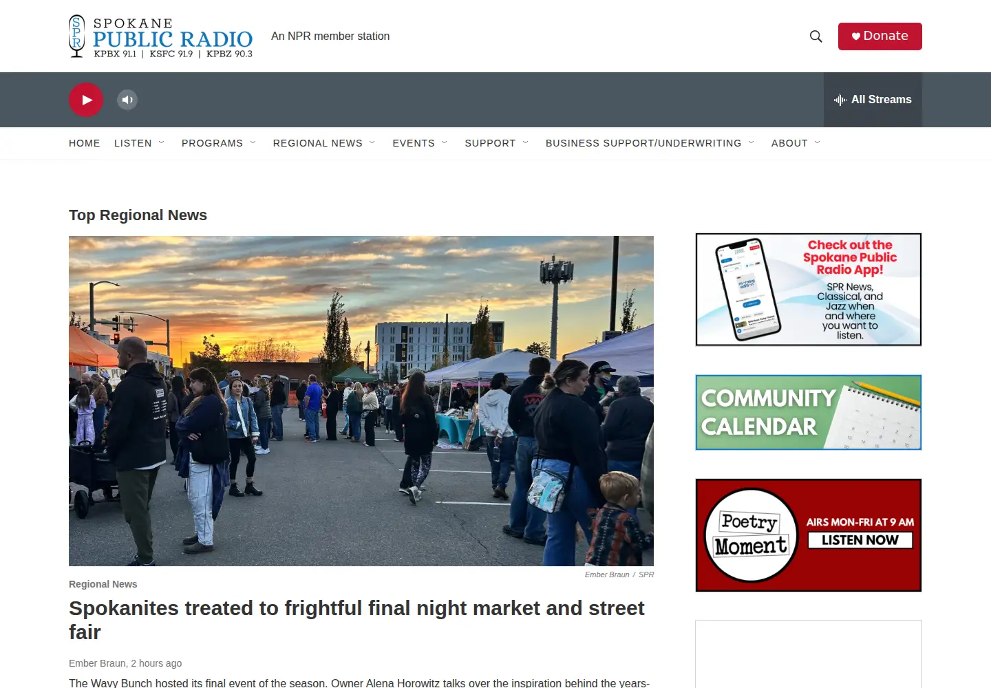 Screenshot of spokanepublicradio.org