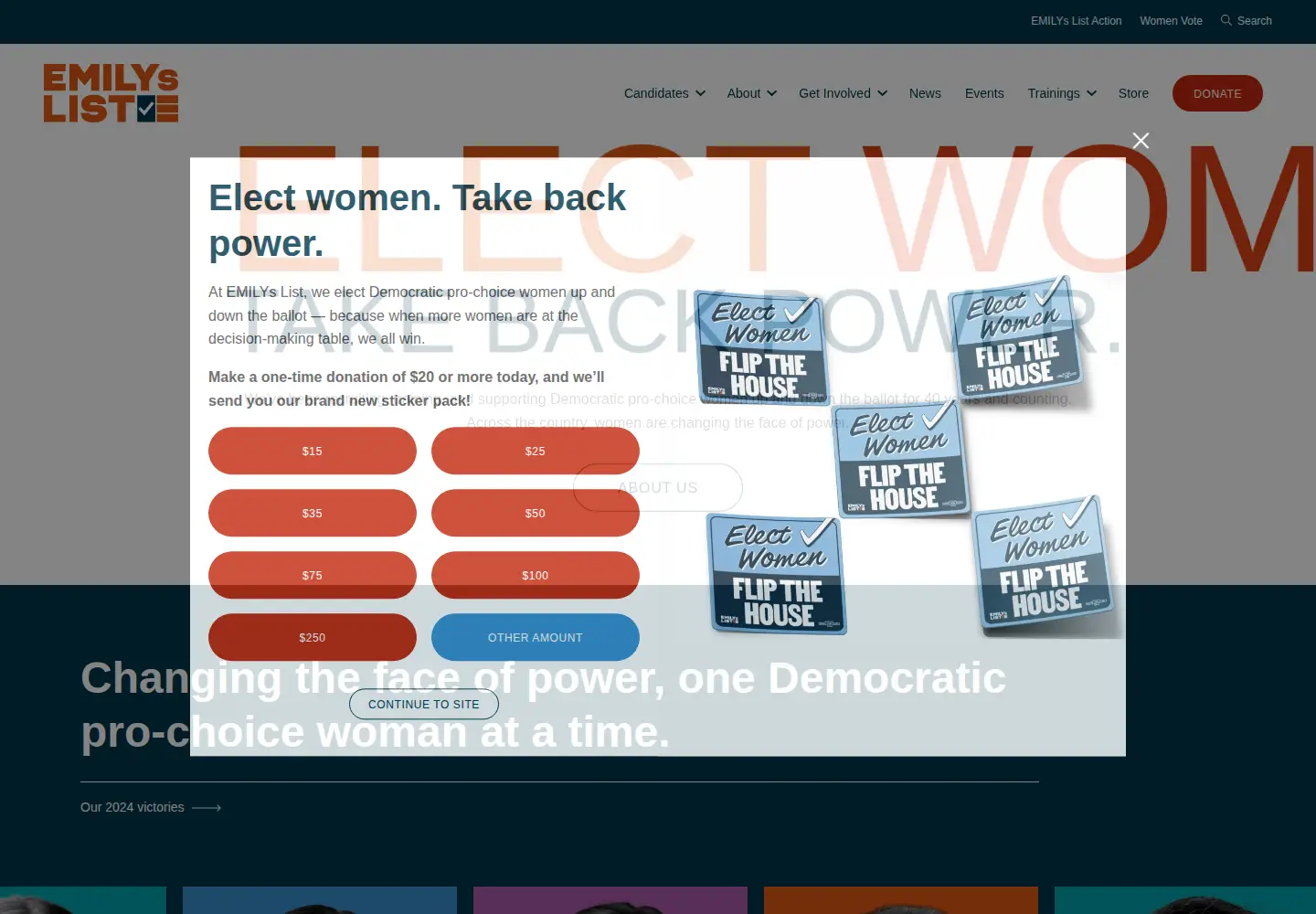 Captured homepage of emilyslist.org in the current scan