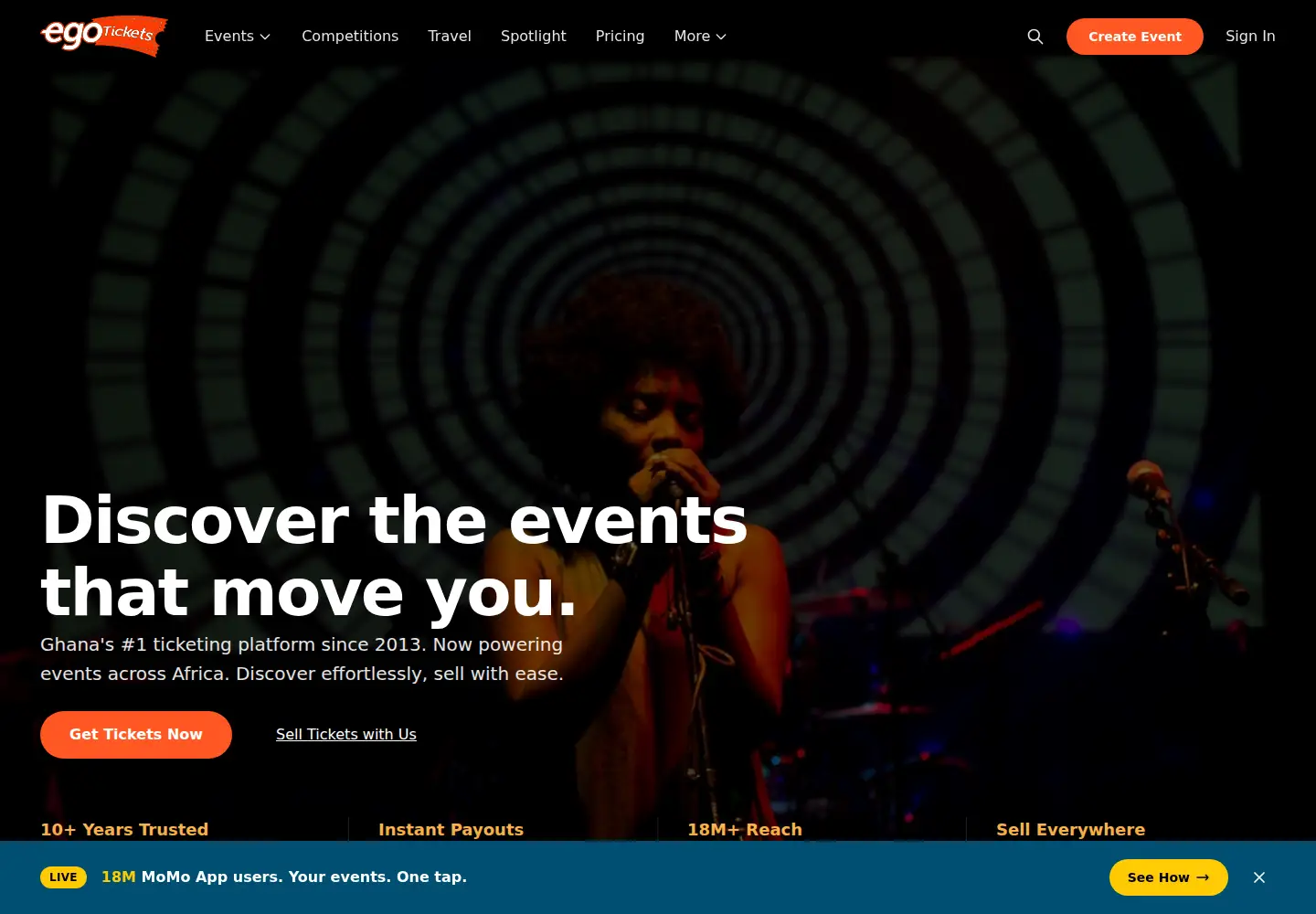 Captured homepage of egotickets.com in the current scan