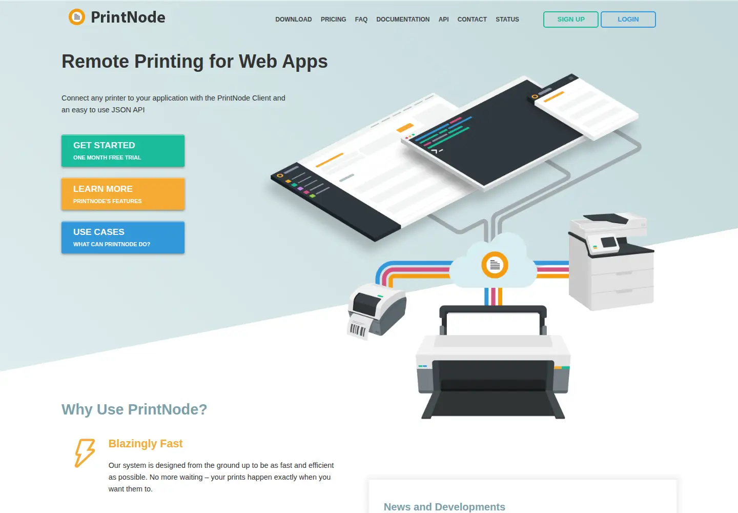 Screenshot of printnode.com