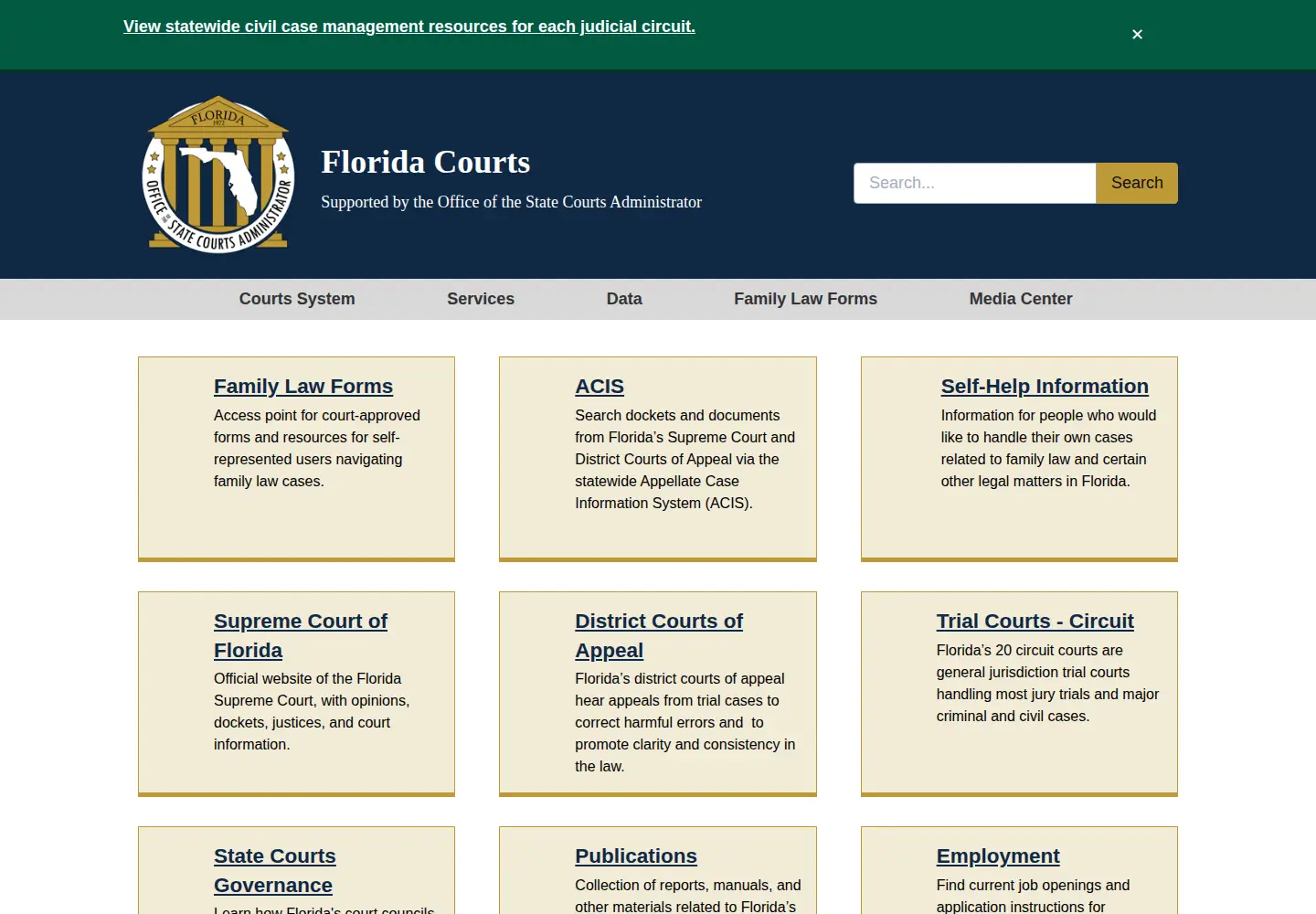 Screenshot of flcourts.gov