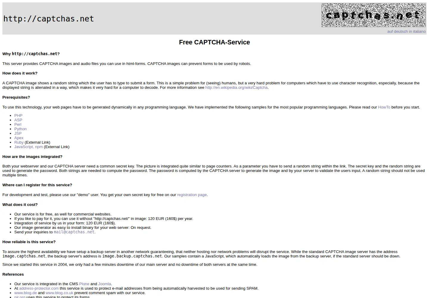Screenshot of captchas.net